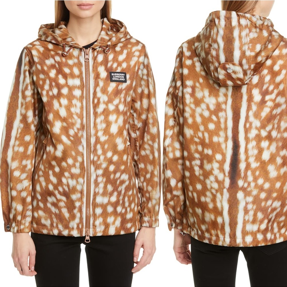 Burberry Everton Deer Print Hooded Jacket -Women’s